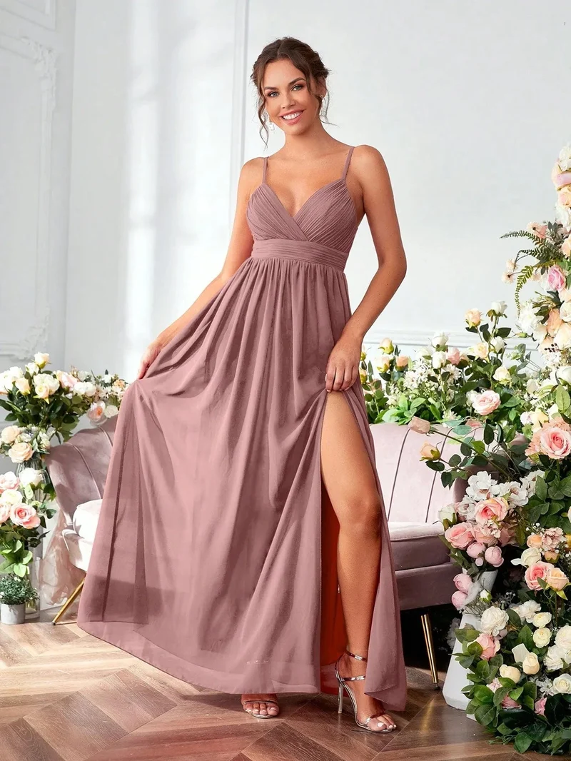 Robe de soirée longue fluide bretelles