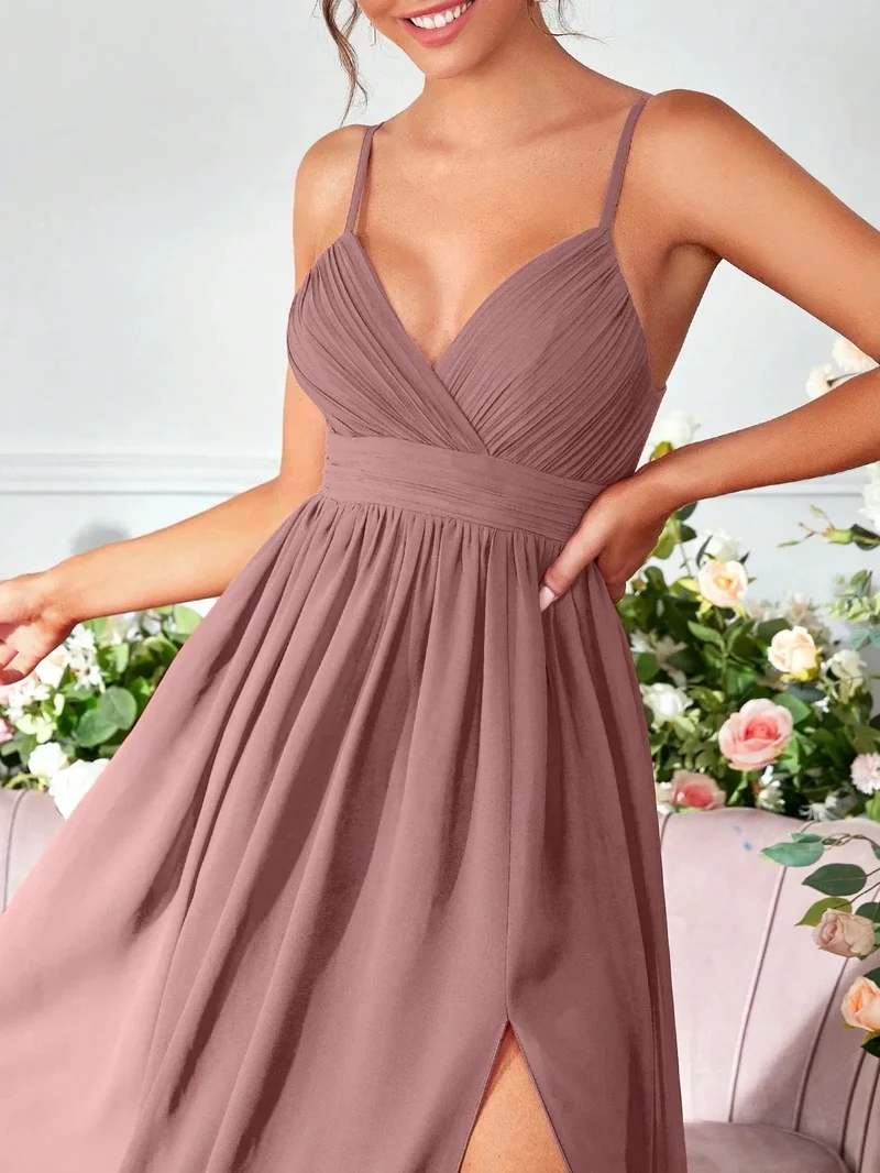 Robe de soirée longue fluide bretelles
