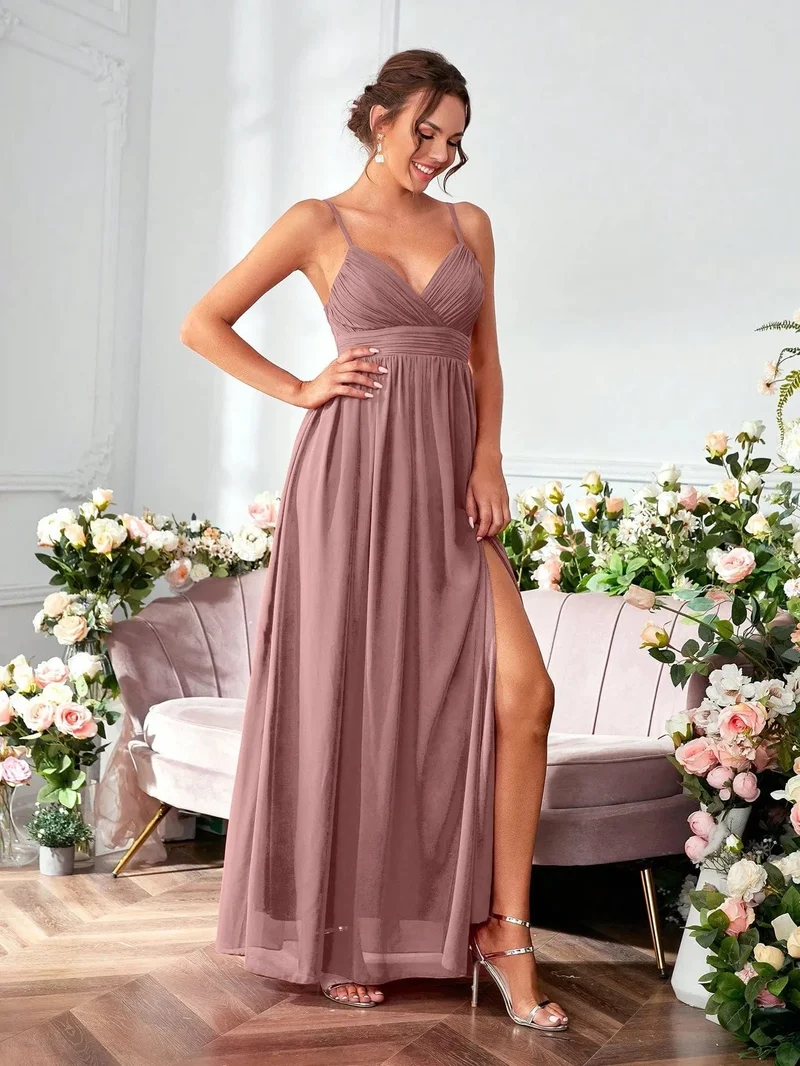 Robe de soirée longue fluide bretelles
