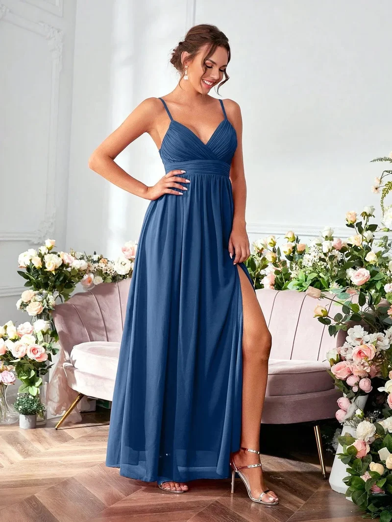 Robe de soirée longue fluide bretelles