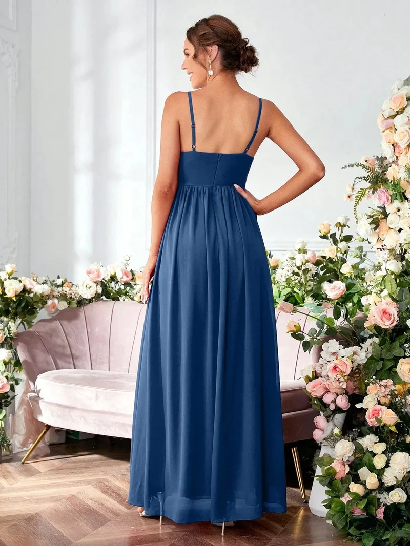 Robe de soirée longue fluide bretelles