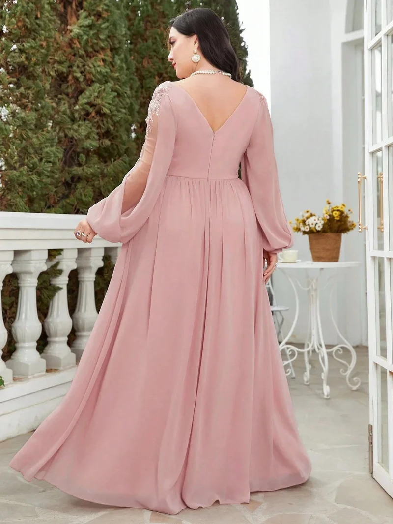 Robe invitée de mariage grande taille manche longue