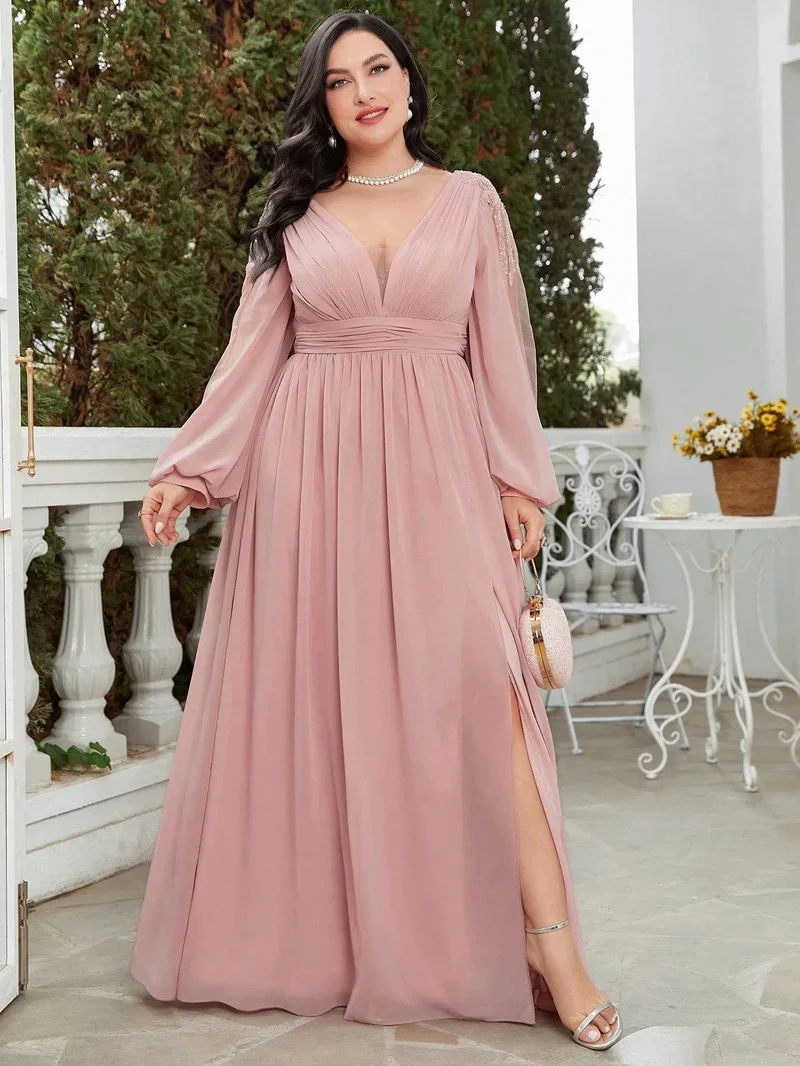 Robe invitée de mariage grande taille manche longue
