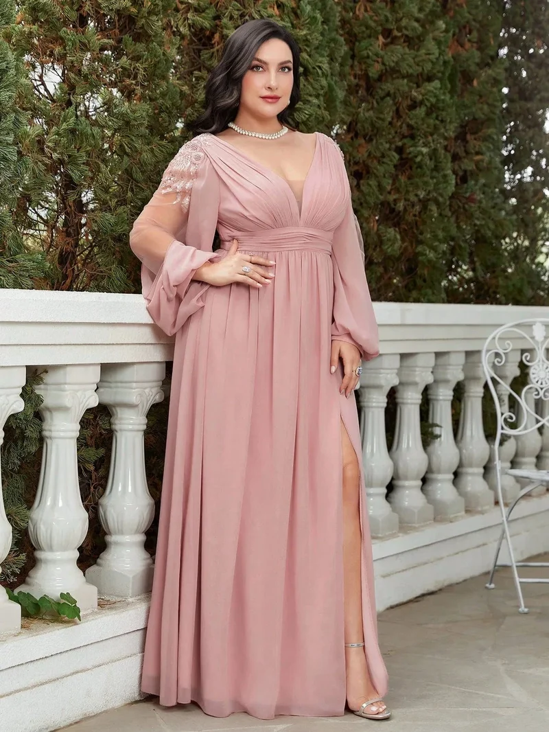 Robe invitée de mariage grande taille manche longue