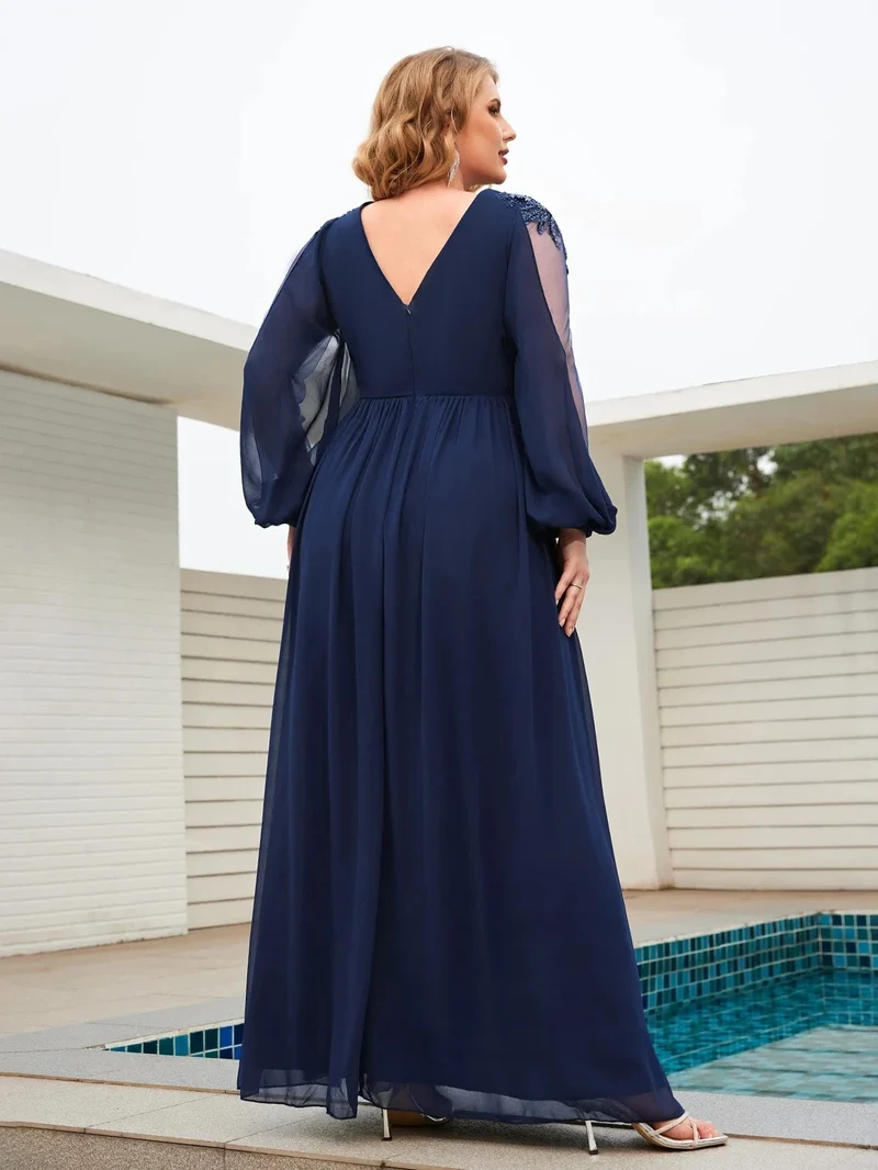 Robe invitée de mariage grande taille manche longue