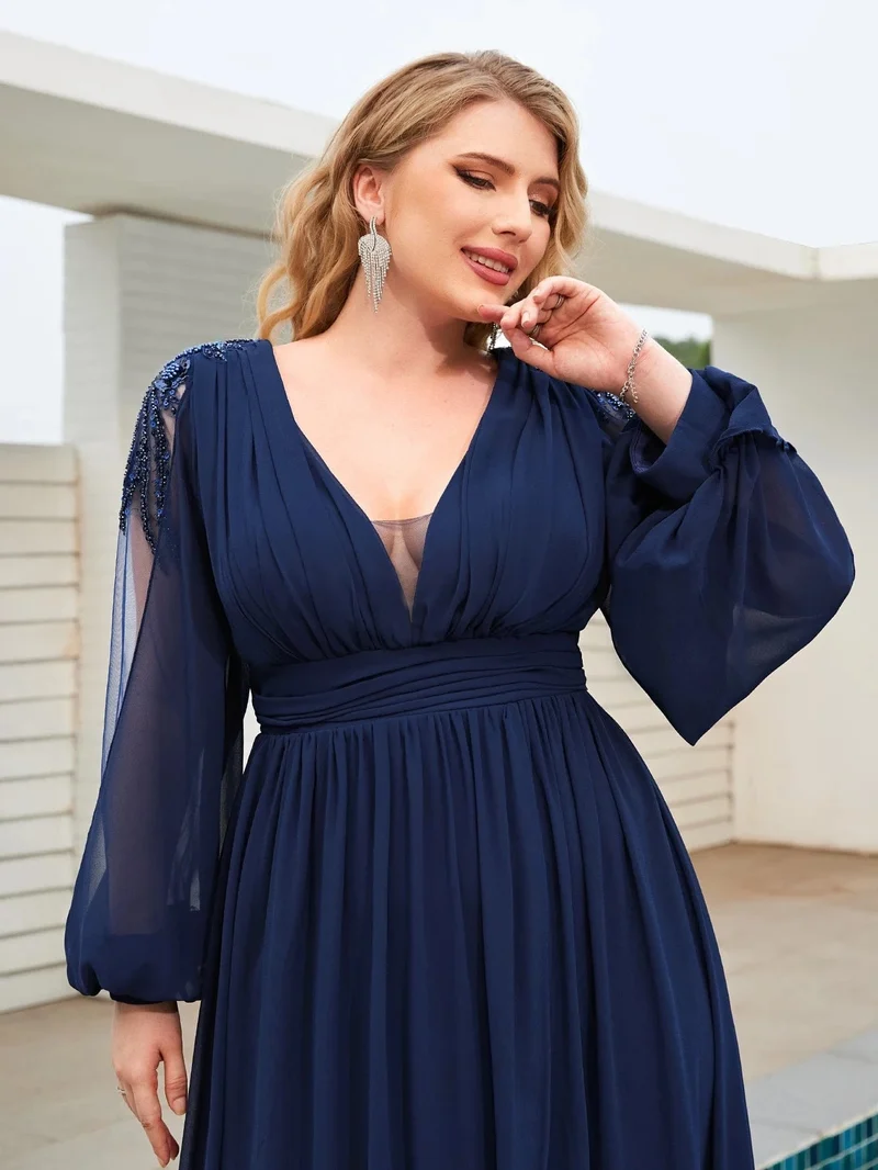 Robe invitée de mariage grande taille manche longue
