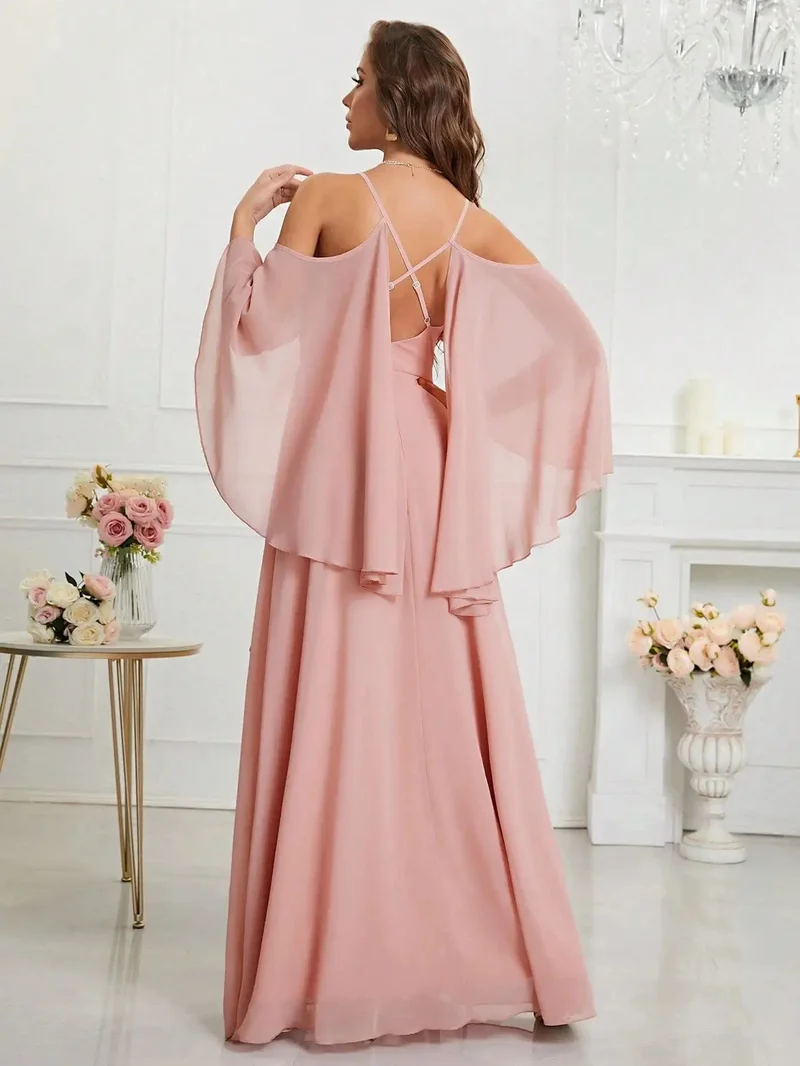 Robe demoiselle d'honneur bohème rose poudré