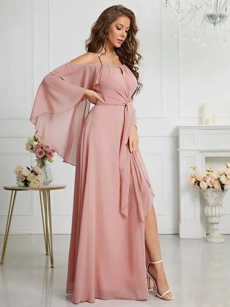 Robe demoiselle d'honneur bohème rose poudré