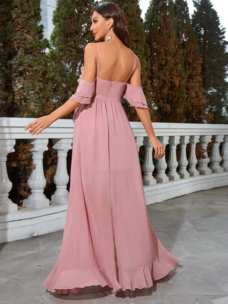 Robe invitée de mariage fluide asymétrique
