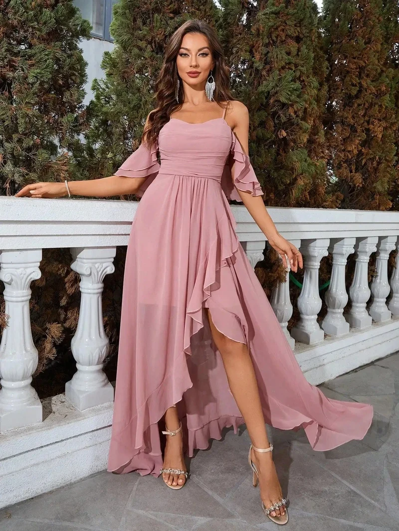 Robe invitée de mariage fluide asymétrique