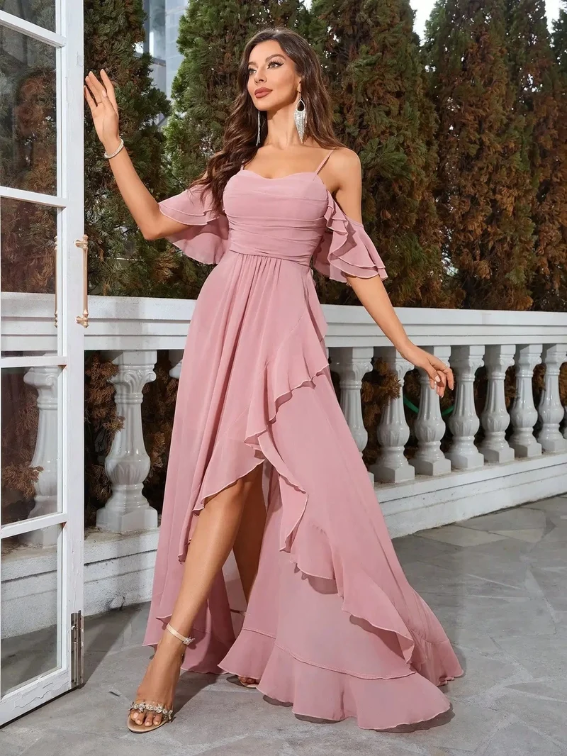 Robe invitée de mariage fluide asymétrique