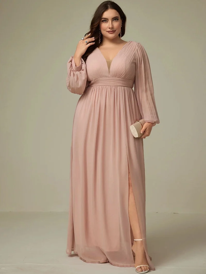 Robe demoiselle d'honneur grande taille manches longues