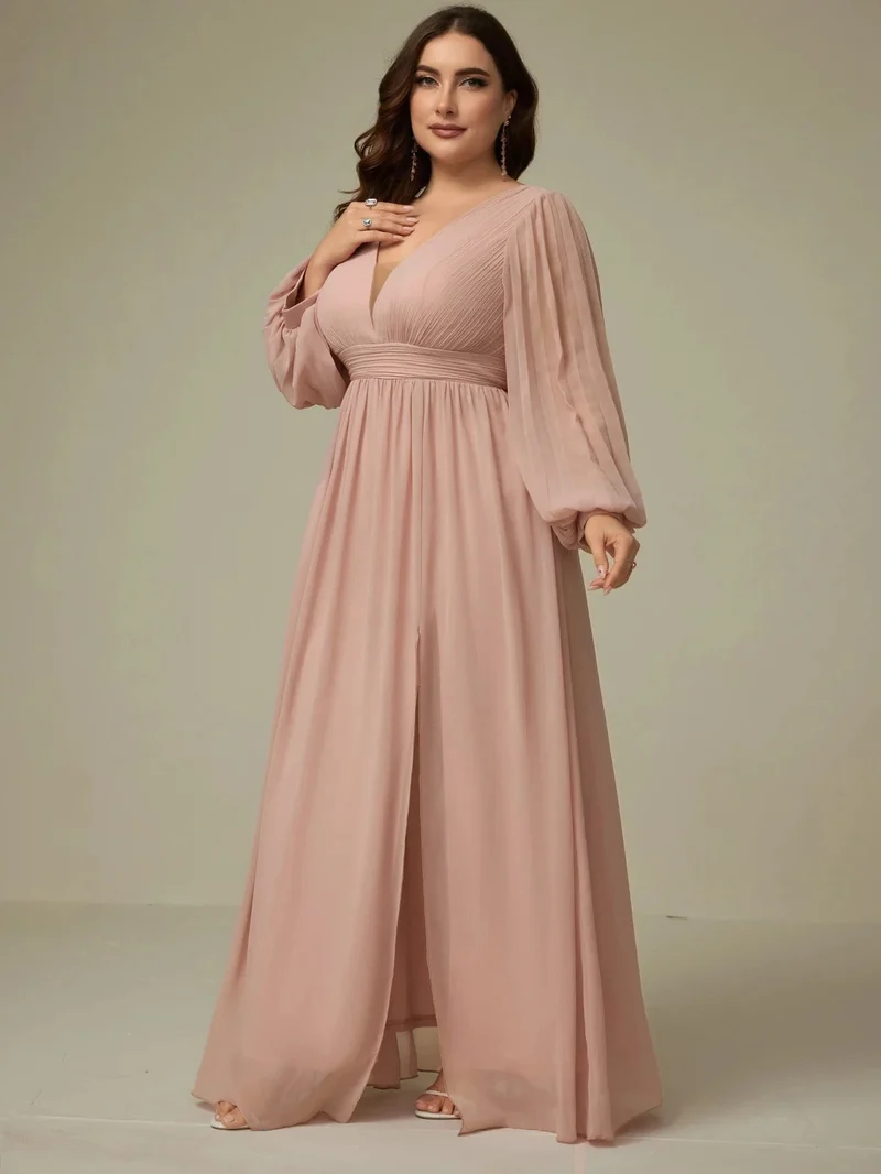 Robe demoiselle d'honneur grande taille manches longues