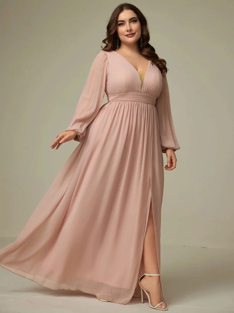 Robe demoiselle d'honneur grande taille manches longues