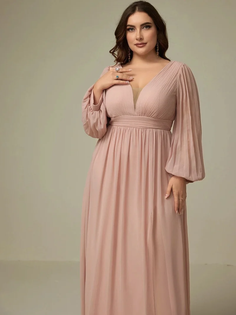 Robe demoiselle d'honneur grande taille manches longues