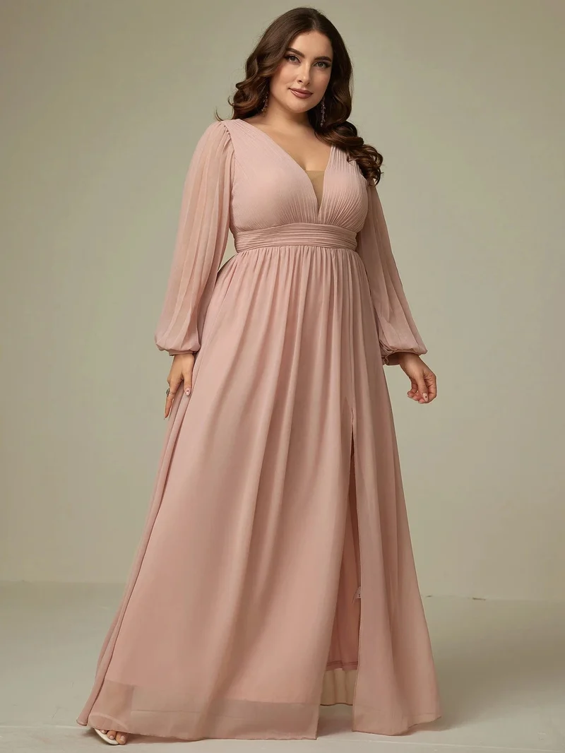 Robe demoiselle d'honneur grande taille manches longues