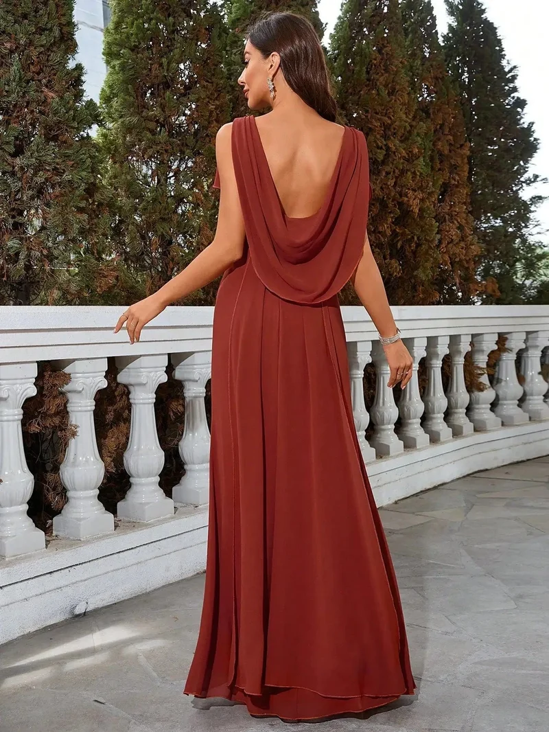 Robe de soirée mariage dos nu terracotta