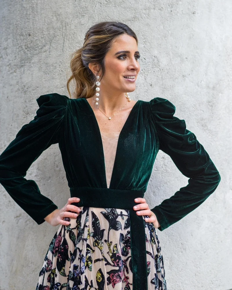 Robe Bridgerton velours à imprimés oiseaux