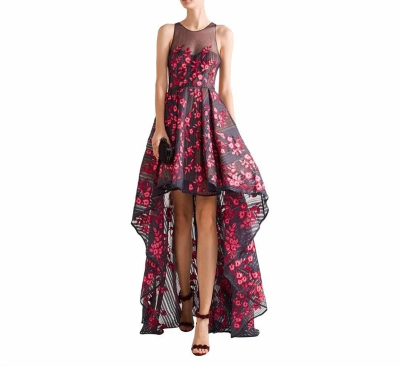 Robe Marchesa asymétrique en mousseline à imprimé fleuris