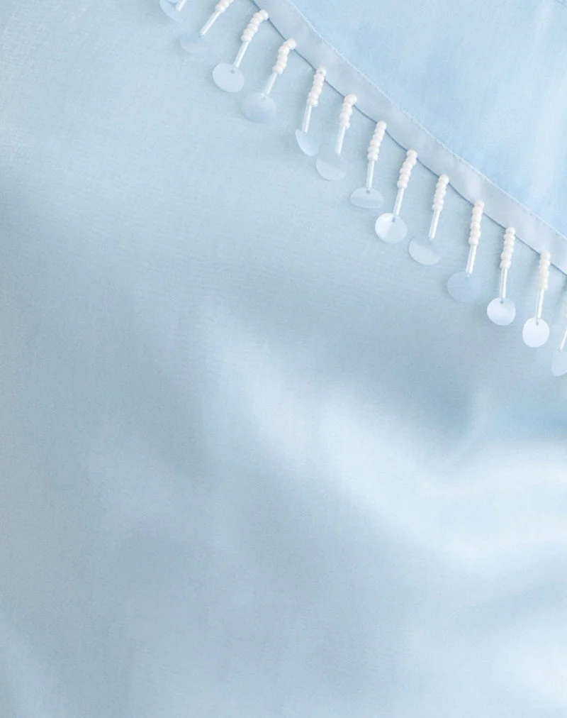 Haut Dalvia en organza satiné bleu clair