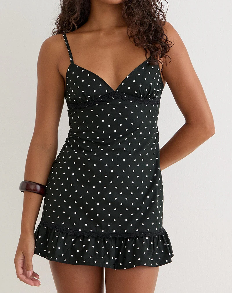 Mini-robe Tavita à pois noirs unis