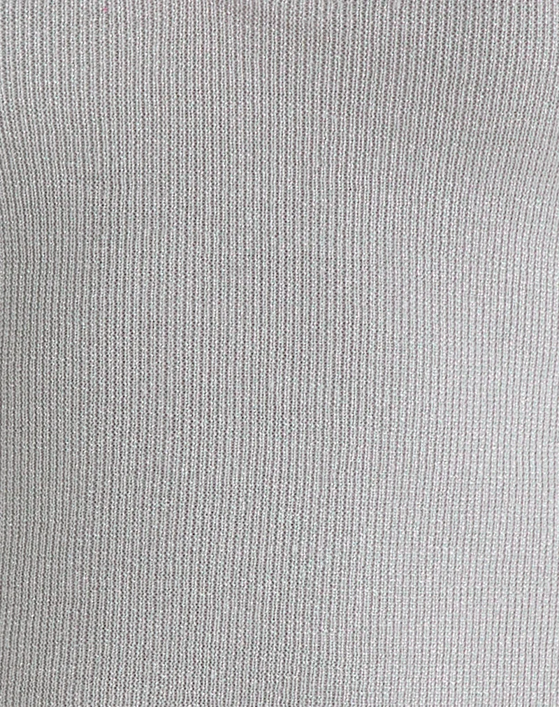 Haut à col halter Mirelda en lurex argenté