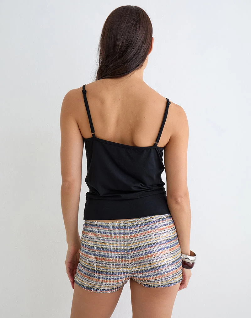 Haut Cami Kalei en jersey de rayonne noir avec des clous