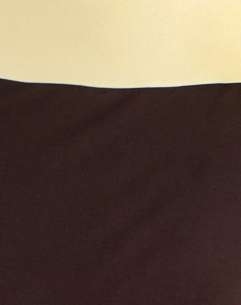 Jupe Olie Maxi en jersey de rayonne, couleur chocolat amer et jaune citron