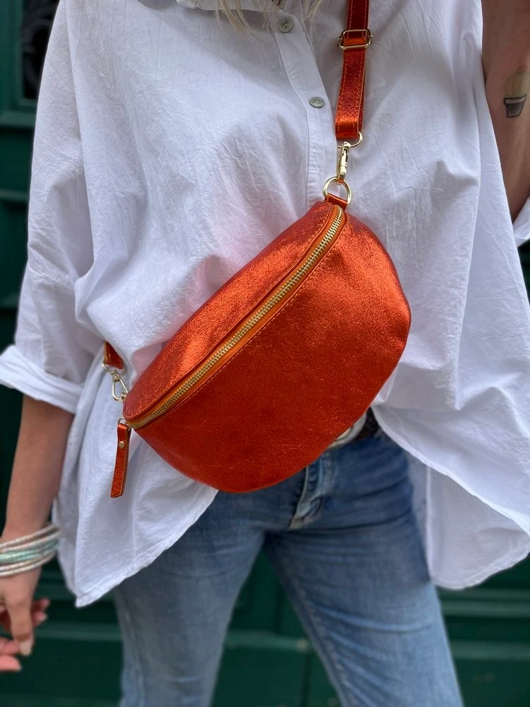 Banane Tosca M/L en cuir orange