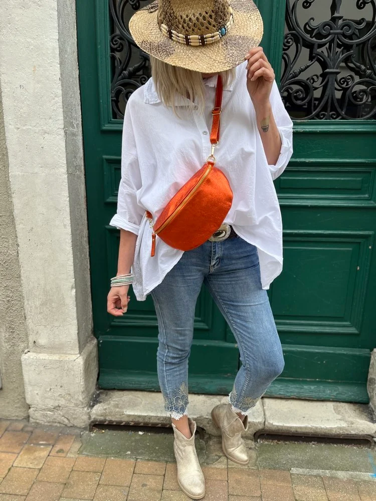 Banane Tosca M/L en cuir orange