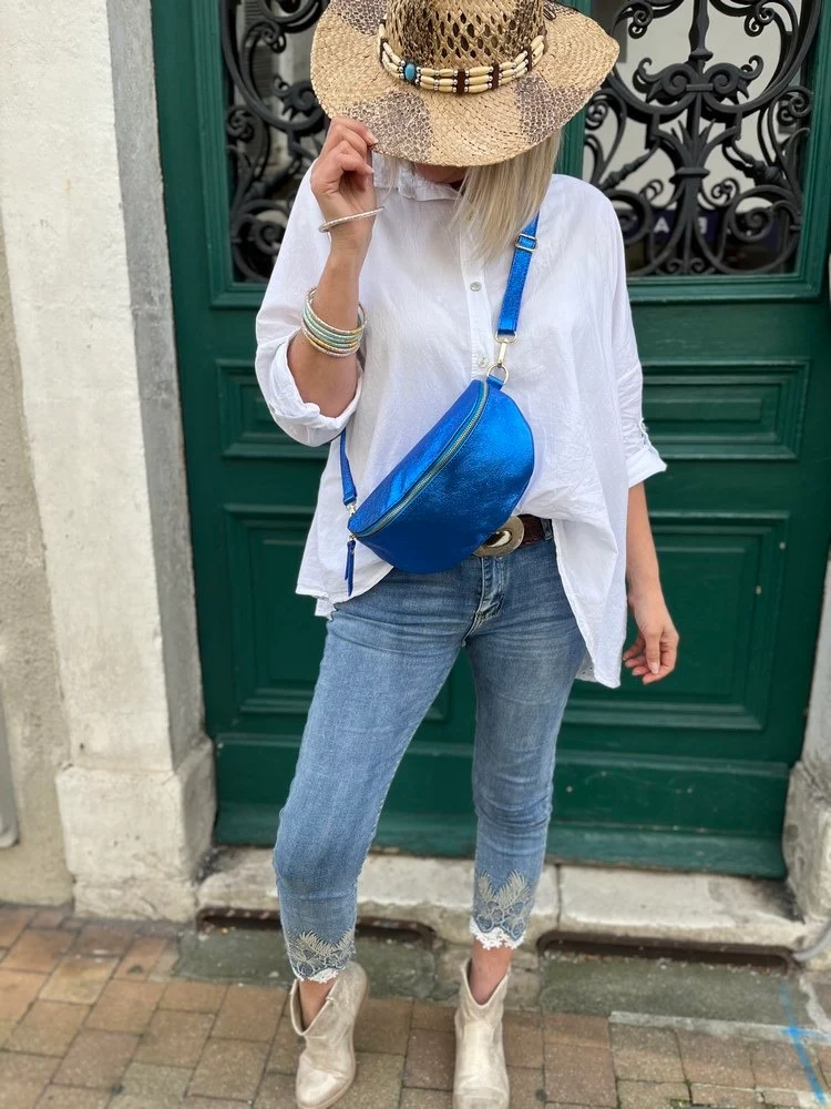 Banane Tosca M/L en cuir bleu roi