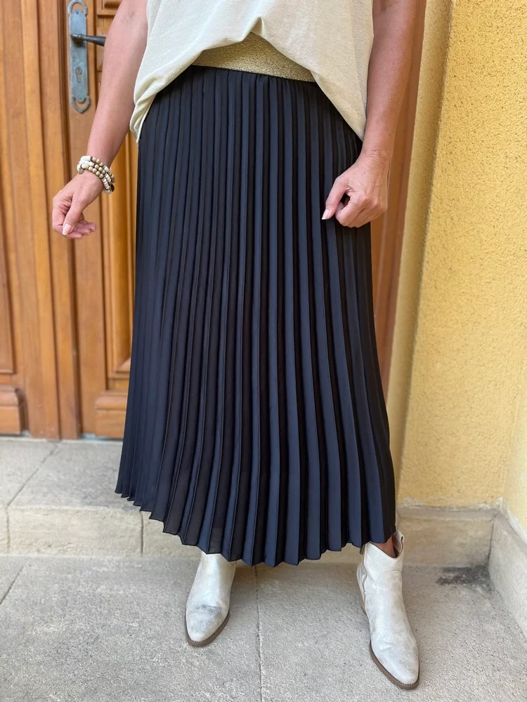 Jupe plissée satinée Jaya noir