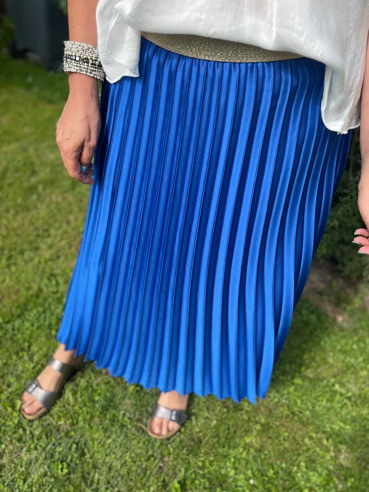 Jupe plissée satinée Jaya bleu roi
