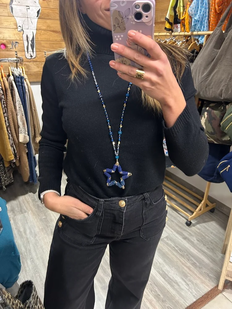 Collier Etoile bleu