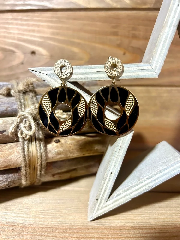 Boucles d'oreilles Leaf noir