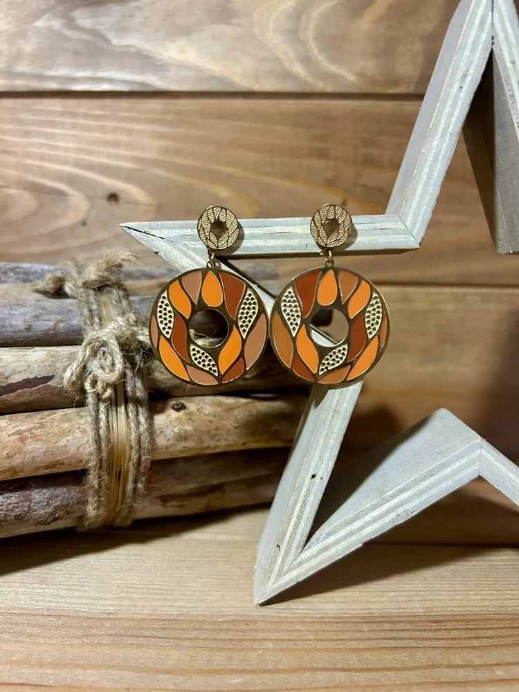 Boucles d'oreilles Leaf camel
