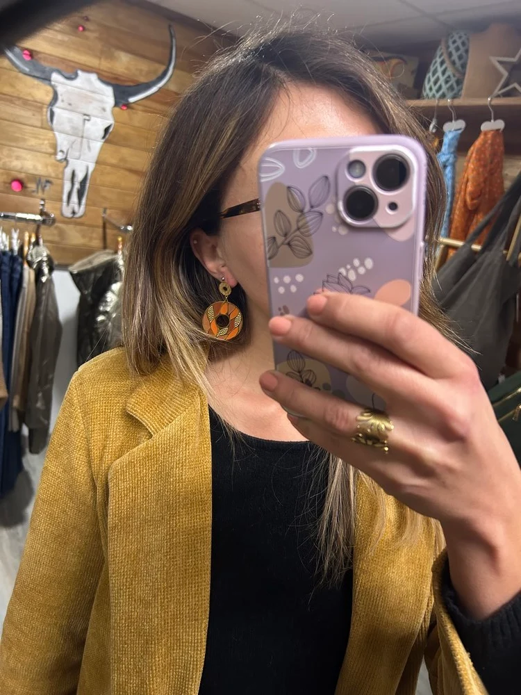 Boucles d'oreilles Leaf camel