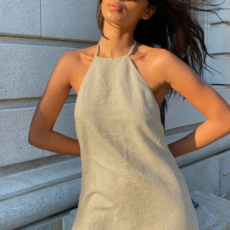 Robe été courte sans manches lin