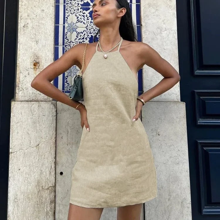 Robe été courte sans manches lin