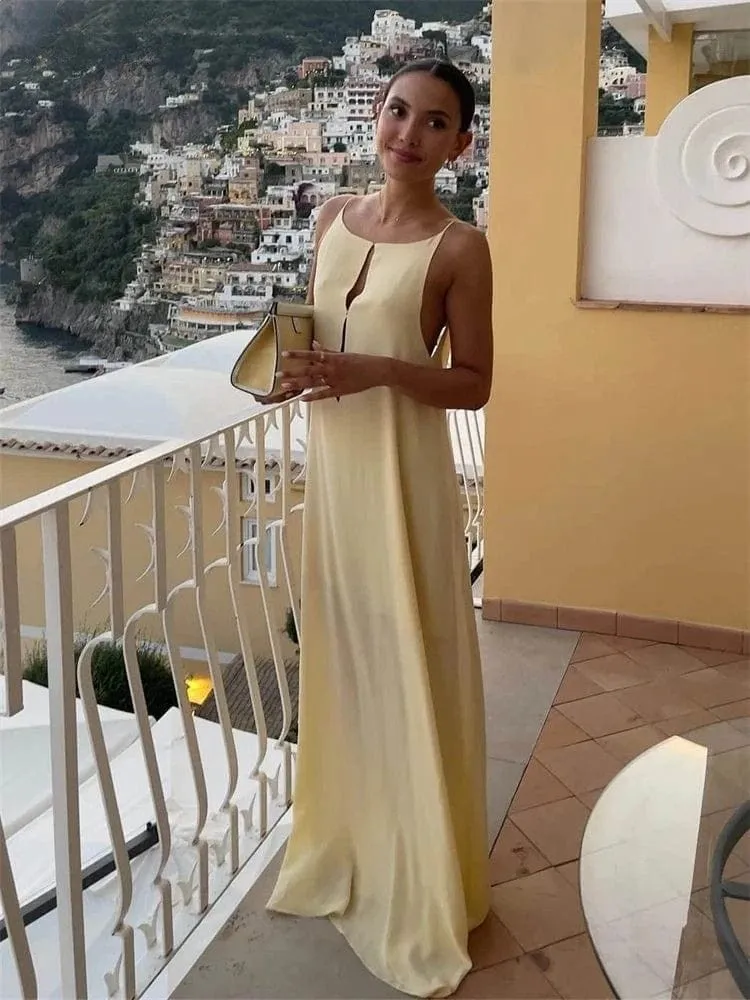 Robe de soirée dos nu longue en satin sexy