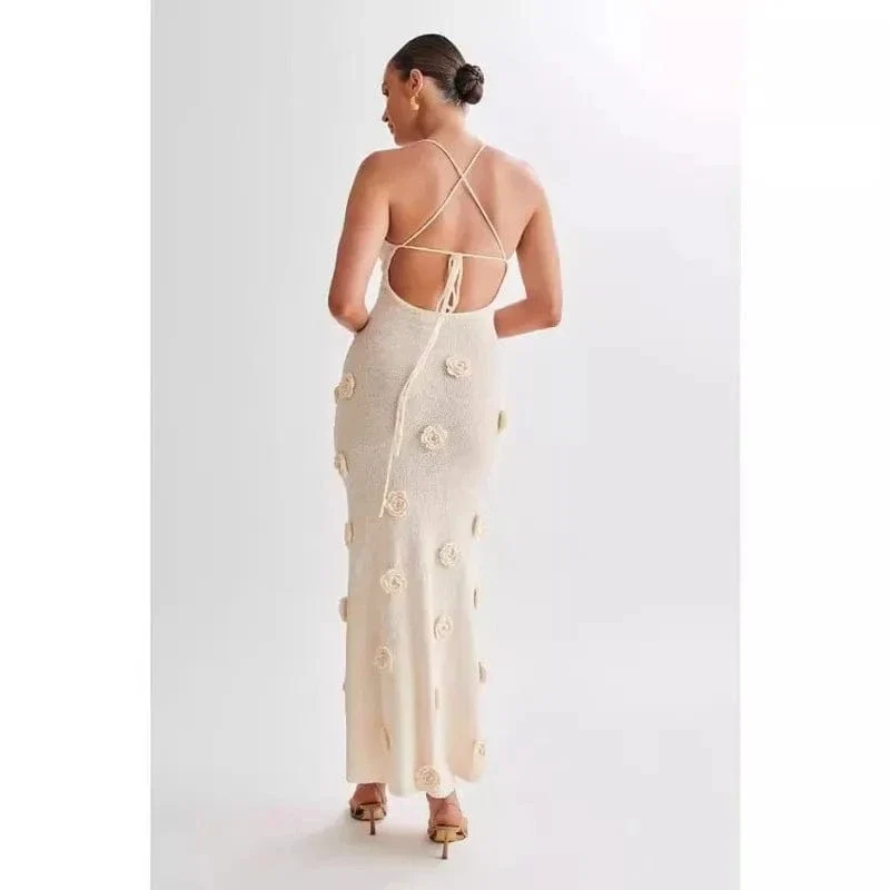 Robe été crochet longue dos nu
