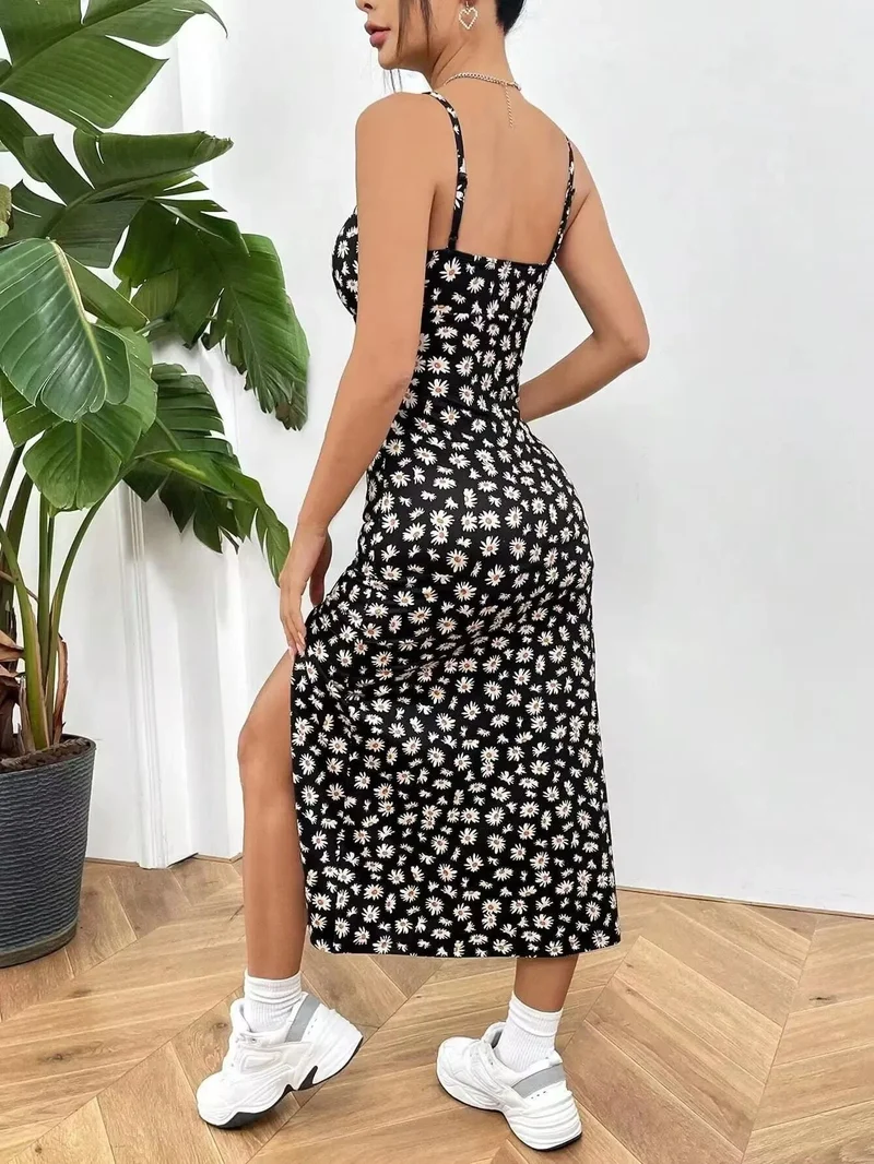 Robe fleurie été sexy dos nu fendue