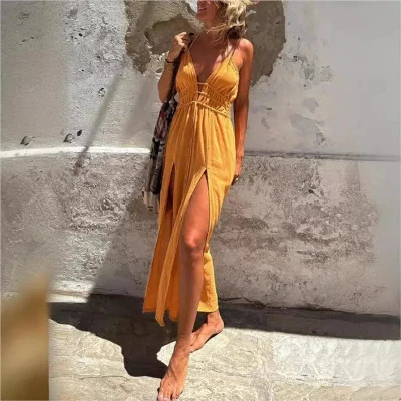 Robe de plage bohème dos nu