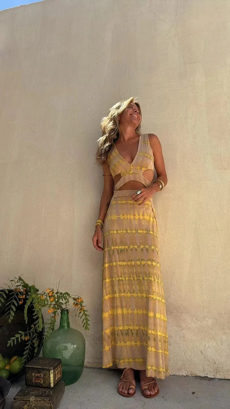 Robe bohème été fendue dos nu