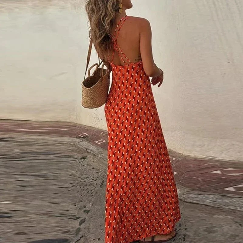 Robe été bohème longue dos nu plage