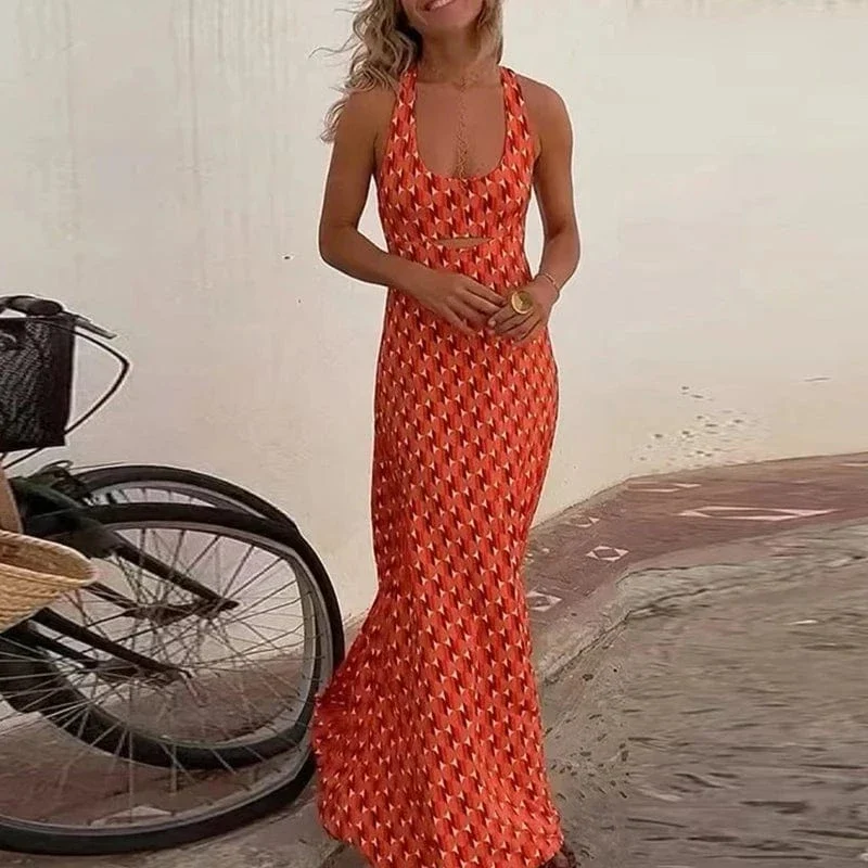 Robe été bohème longue dos nu plage