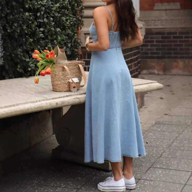 Robe en jean d'été midi casual