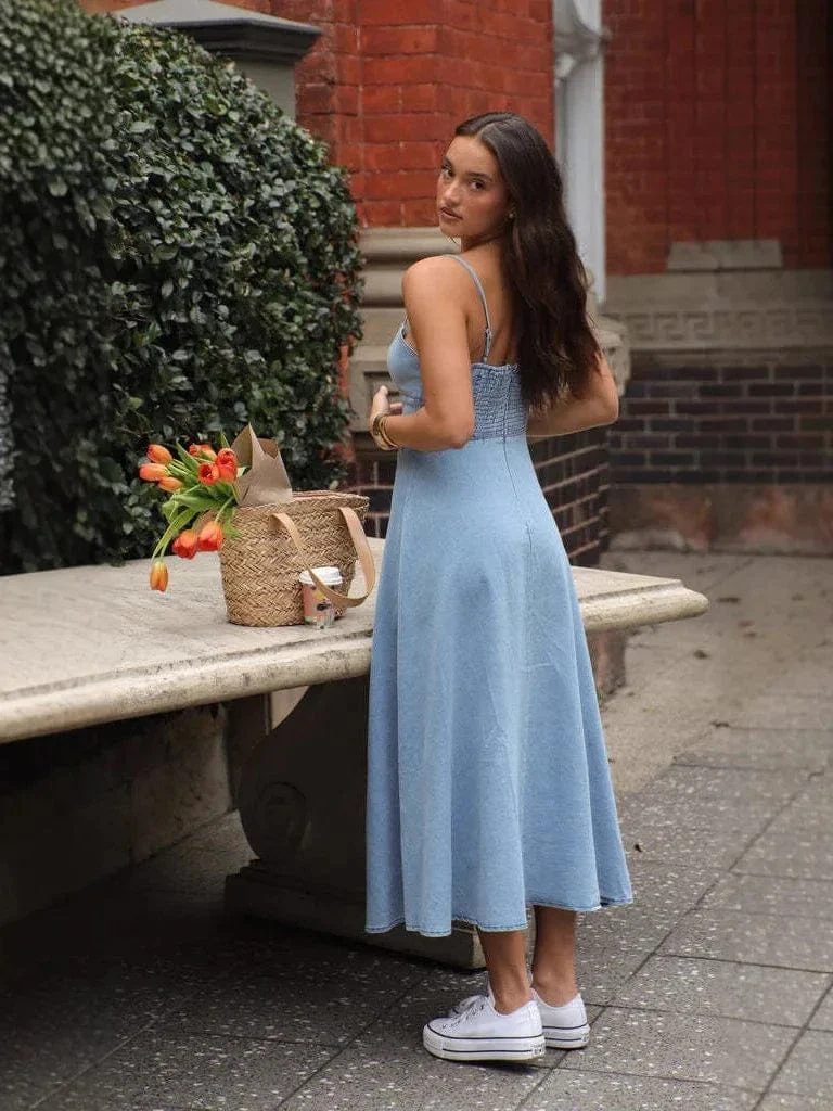 Robe en jean d'été midi casual
