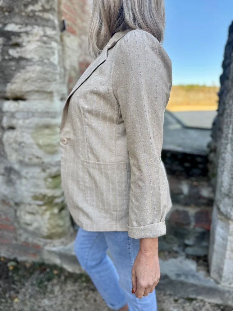Veste tailleur coton et lin Uma beige