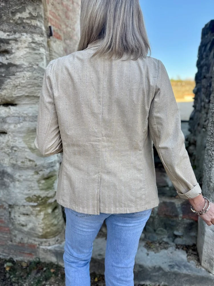 Veste tailleur coton et lin Uma beige